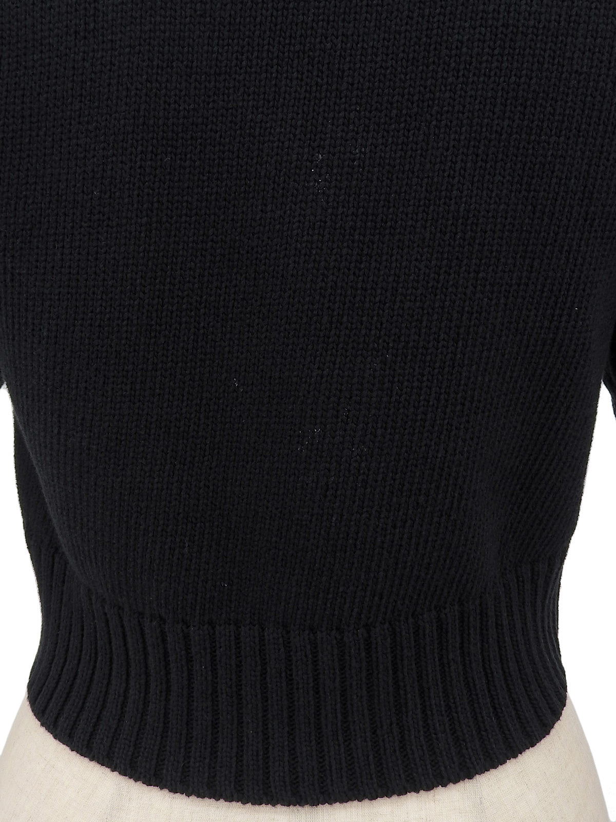 ロゴ刺繍半袖クロップドカーディガン ブラック