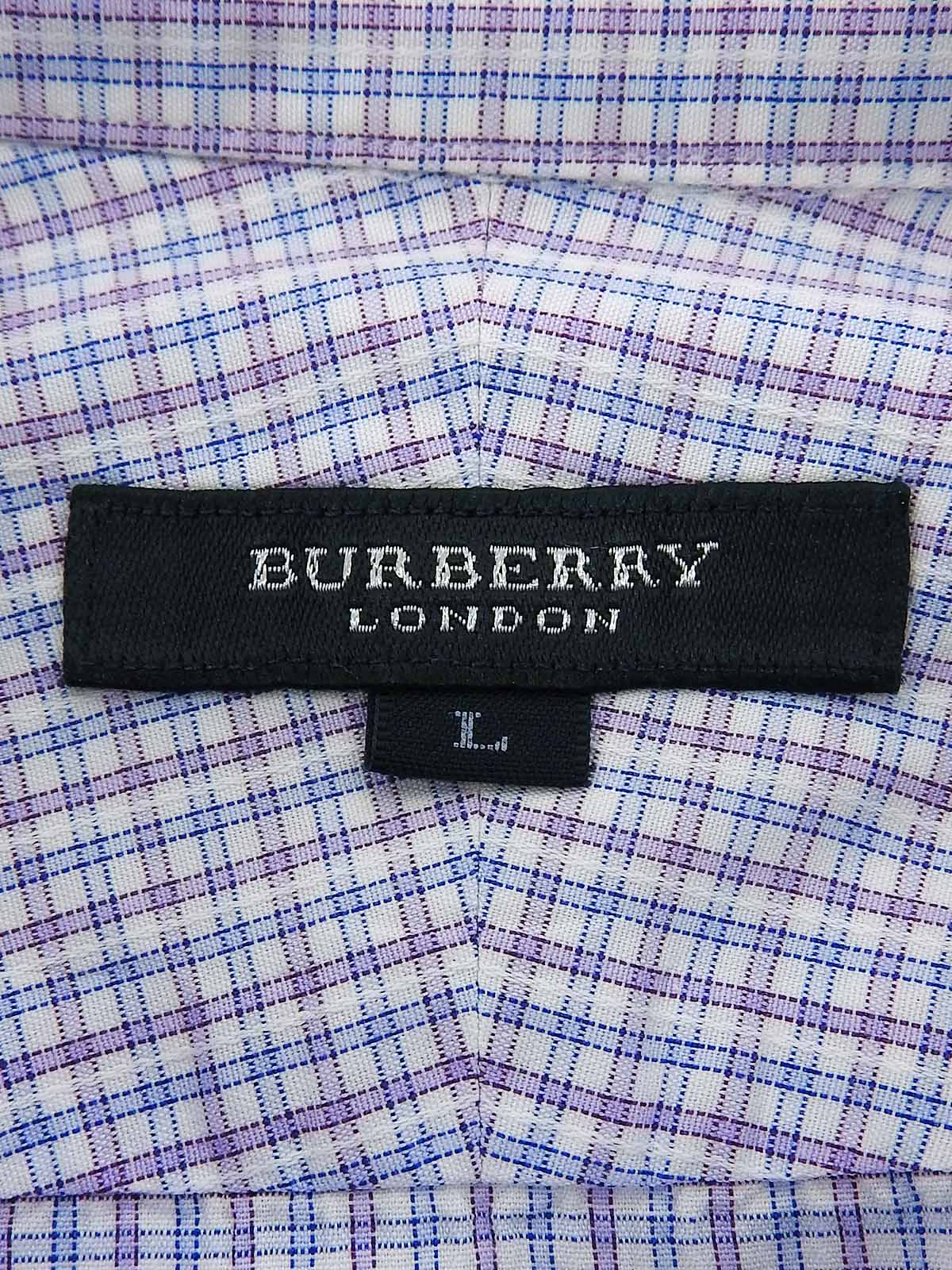 格子图案刺绣Logo短袖衬衫，薰衣草色/多色