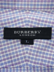 格子图案刺绣Logo短袖衬衫，薰衣草色/多色