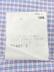 チェックパターンロゴ刺繍半袖シャツ #L ラベンダー/マルチ