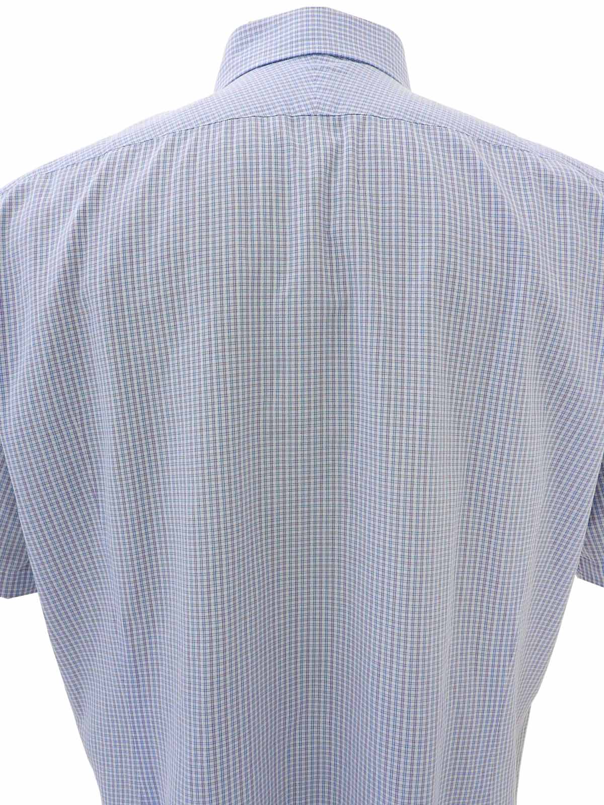 チェックパターンロゴ刺繍半袖シャツ ラベンダー/マルチ