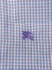 チェックパターンロゴ刺繍半袖シャツ ラベンダー/マルチ