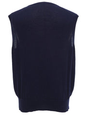 ロゴ刺繍Vネックニットベスト ネイビー
