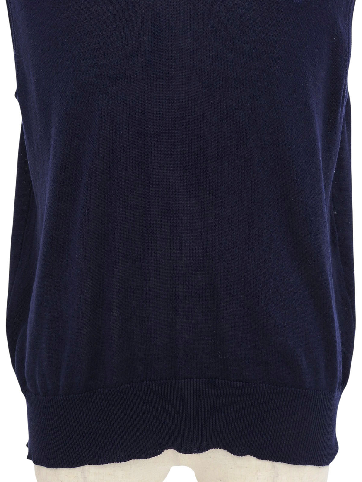 Navy Logo Embroidered V-Neck Knit Vest