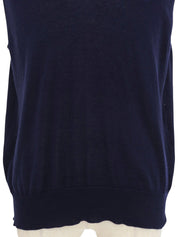 Navy Logo Embroidered V-Neck Knit Vest