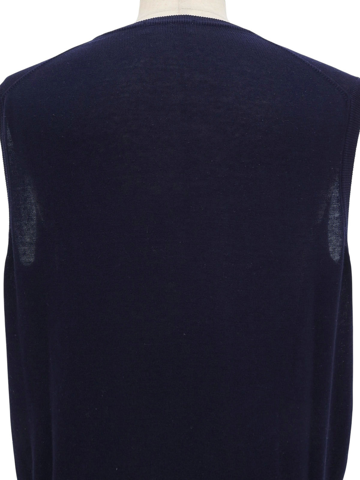Navy Logo Embroidered V-Neck Knit Vest