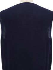 Navy Logo Embroidered V-Neck Knit Vest