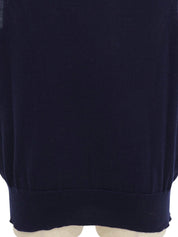 Navy Logo Embroidered V-Neck Knit Vest