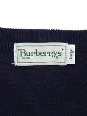 Navy Logo Embroidered V-Neck Knit Vest