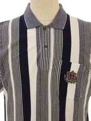 海军蓝/白色徽标刺绣条纹 Polo 衫