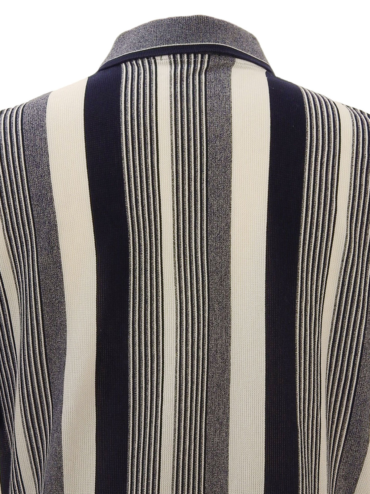 ロゴ刺繍ストライプパターンポロシャツ ネイビー/ホワイト