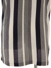 ロゴ刺繍ストライプパターンポロシャツ ネイビー/ホワイト