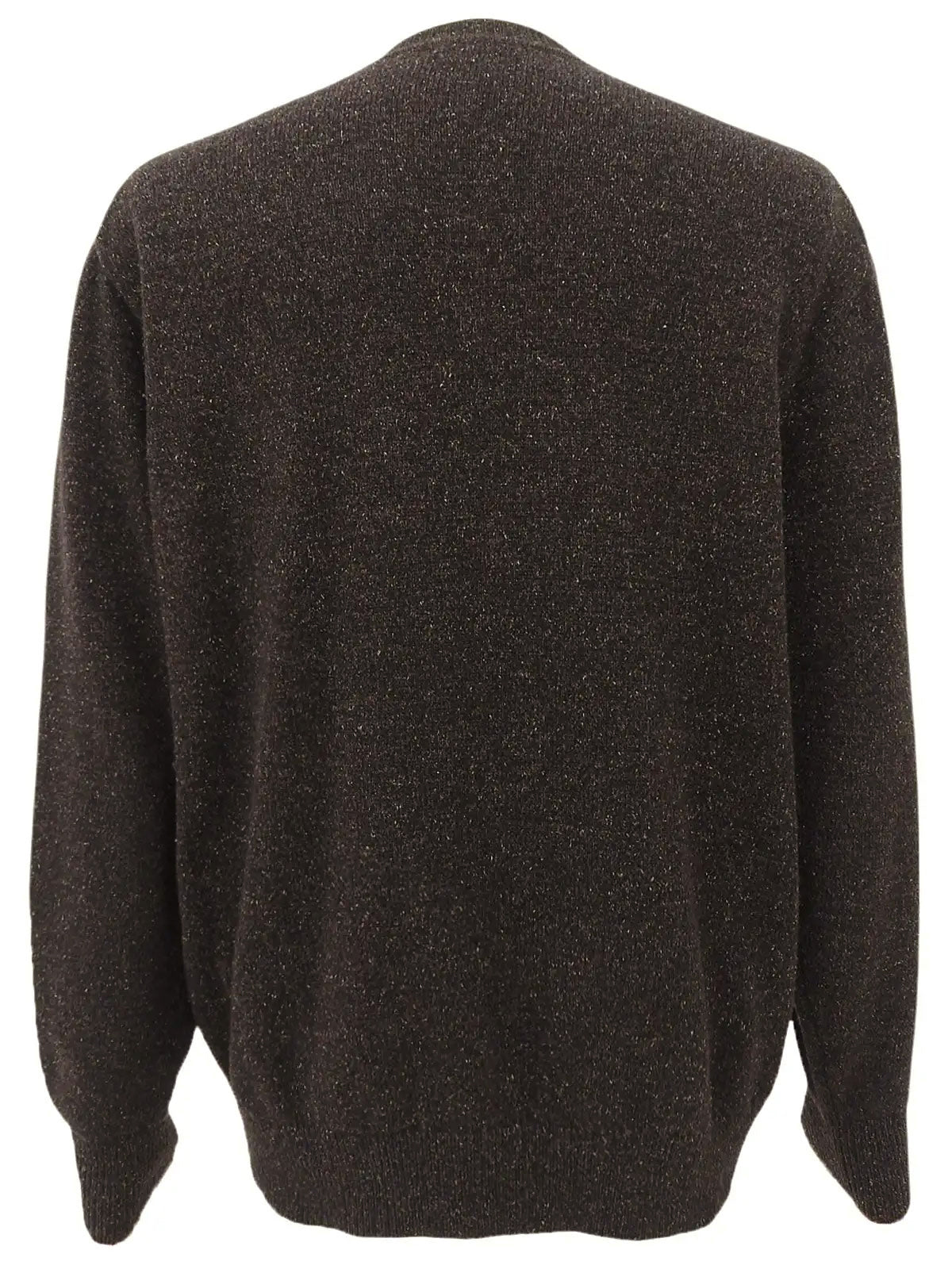 Wool crew neck sweater in dark brown/multi