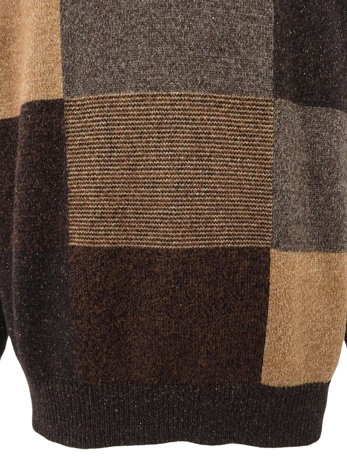 Wool crew neck sweater in dark brown/multi