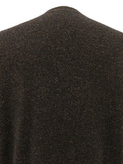 Wool crew neck sweater in dark brown/multi