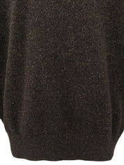 ウールクルーネックセーター ダークブラウン/マルチ