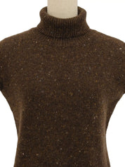 ハイネックノースリーブトップス　ブラウン/マルチ