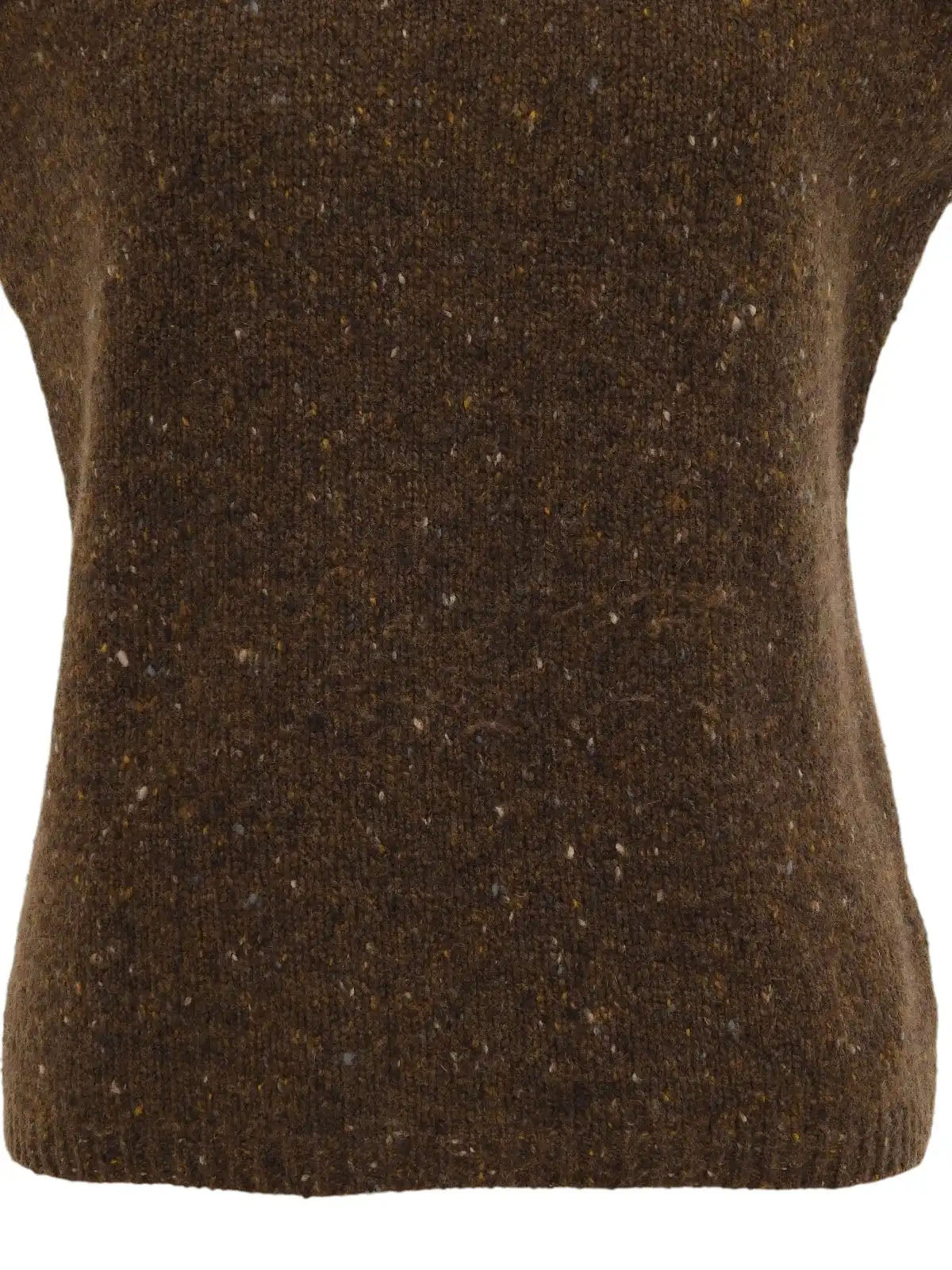 High-neck sleeveless top in brown/multi