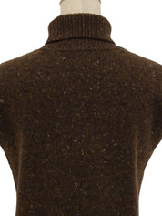 High-neck sleeveless top in brown/multi