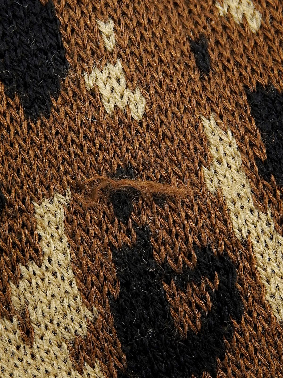 Leopard Print Knit Top #S Brown
