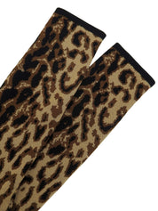 レオパードパターンニットトップス ブラウン