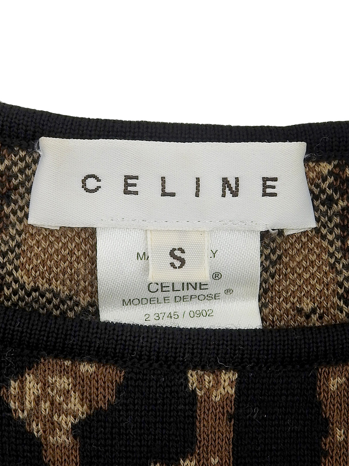 レオパードパターンニットトップス ブラウン