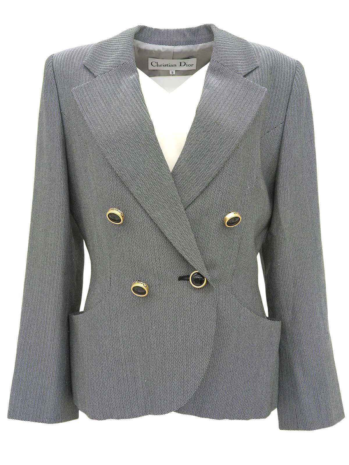 ヘリンボーンパターンジャケット ブラック/ホワイト