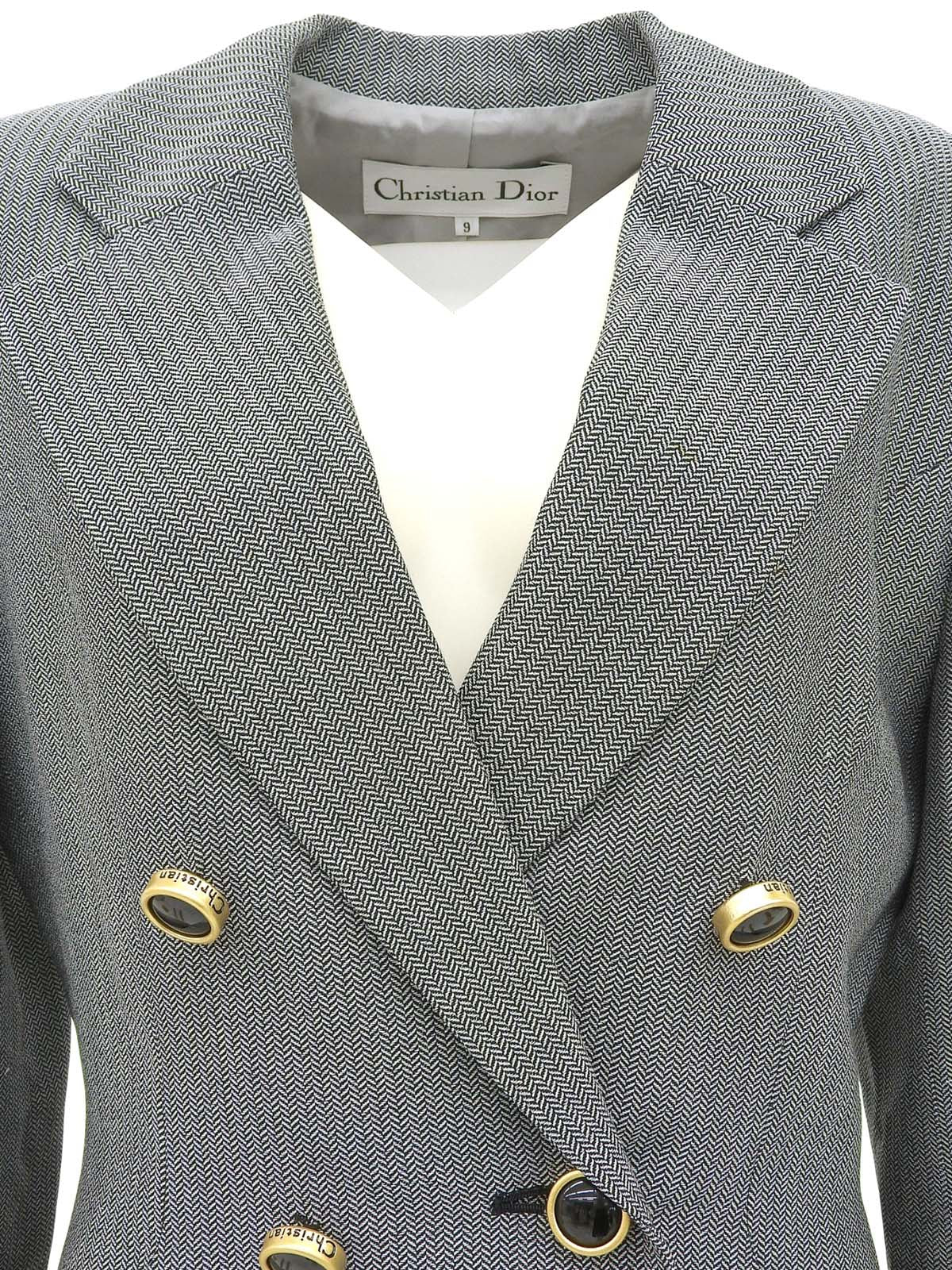 ヘリンボーンパターンジャケット ブラック/ホワイト