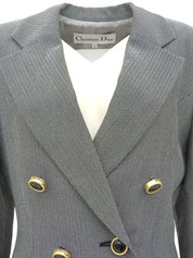 ヘリンボーンパターンジャケット ブラック/ホワイト