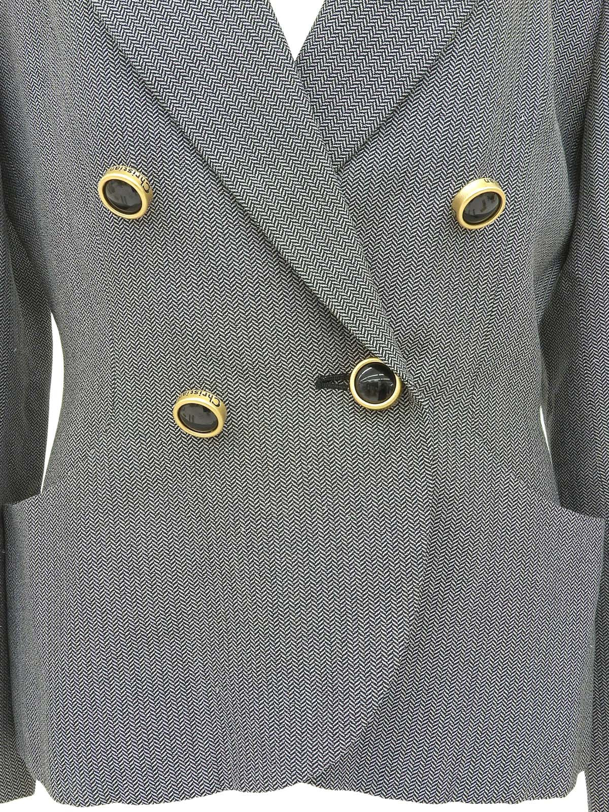 ヘリンボーンパターンジャケット ブラック/ホワイト