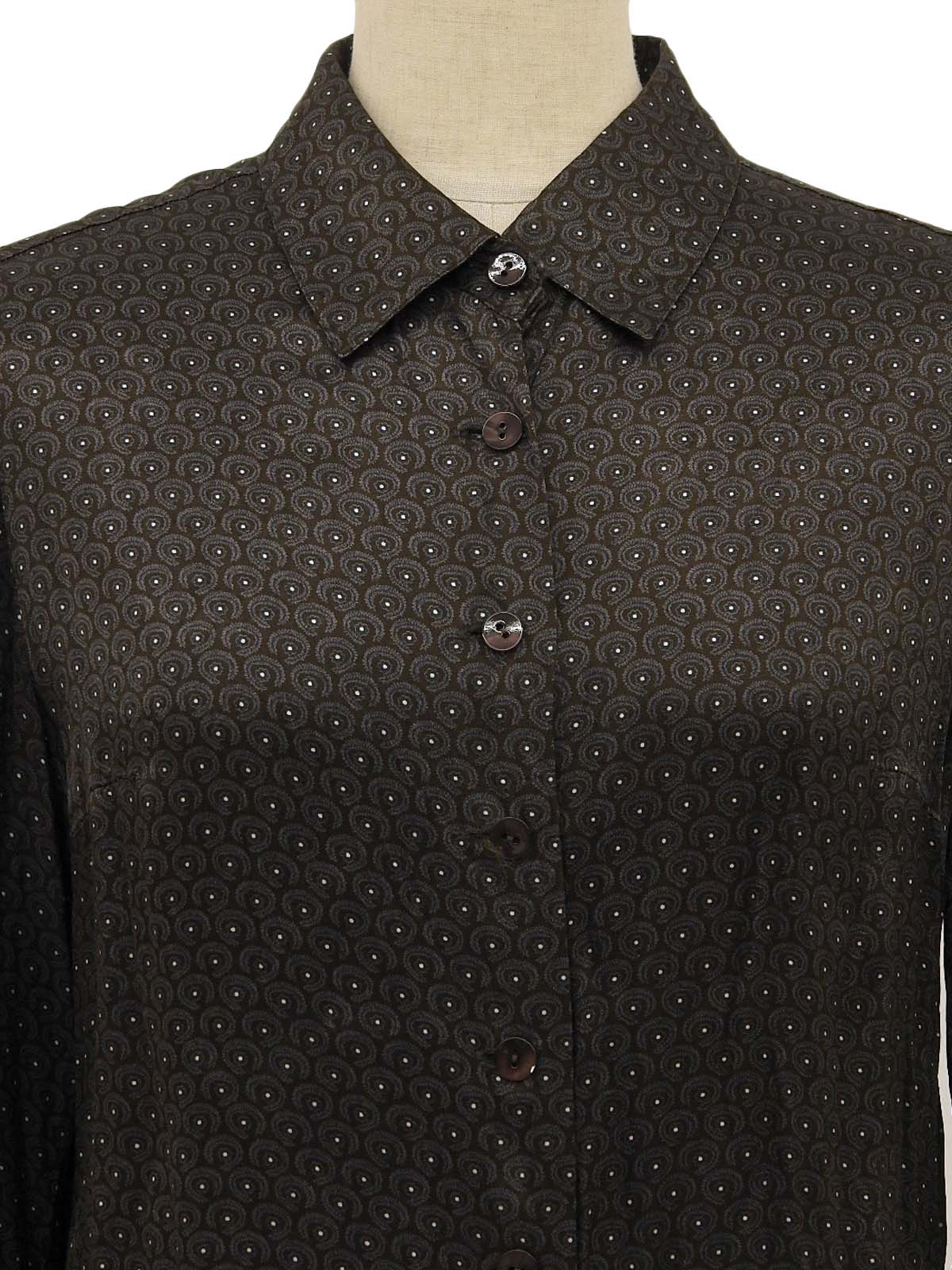 ペイズリーパターンシャツ ダークブラウン/ネイビー