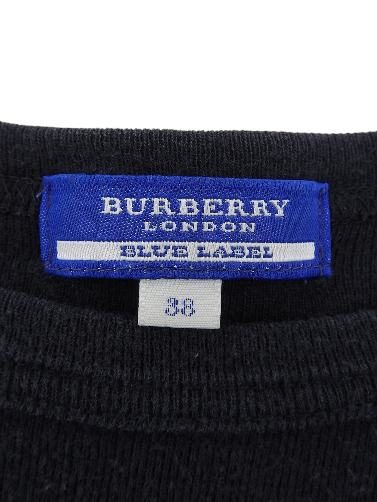 ロゴ刺繍ボーダーパターントップス ブラック/ブルー