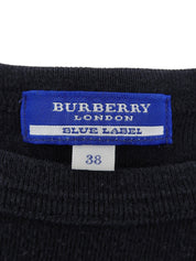 ロゴ刺繍ボーダーパターントップス ブラック/ブルー