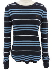 ロゴ刺繍ボーダーパターントップス ブラック/ブルー