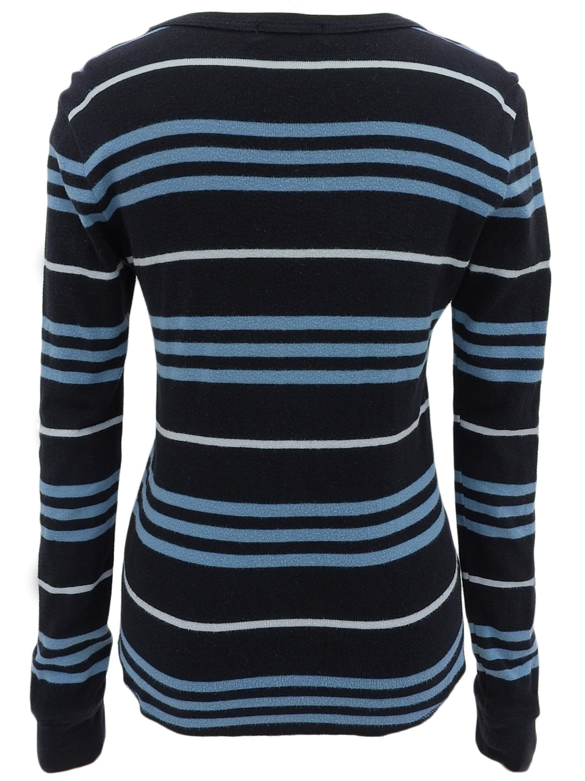 ロゴ刺繍ボーダーパターントップス ブラック/ブルー