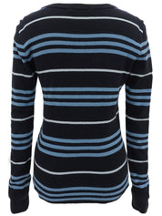 ロゴ刺繍ボーダーパターントップス ブラック/ブルー