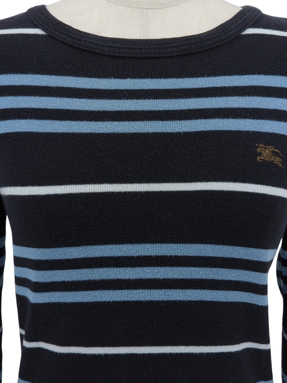 Logo Embroidered Border Pattern Top in Black/Blue