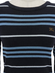 Logo Embroidered Border Pattern Top in Black/Blue