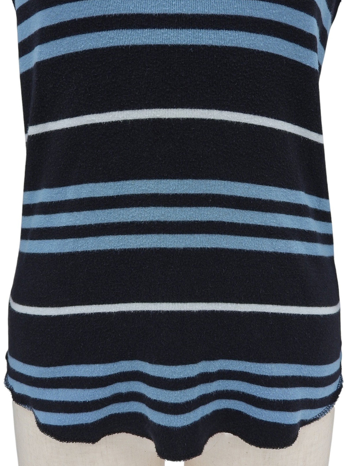 ロゴ刺繍ボーダーパターントップス ブラック/ブルー