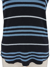 ロゴ刺繍ボーダーパターントップス ブラック/ブルー