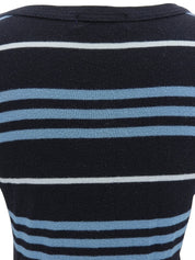 Logo Embroidered Border Pattern Top in Black/Blue
