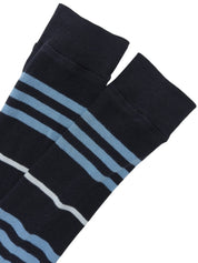 ロゴ刺繍ボーダーパターントップス ブラック/ブルー