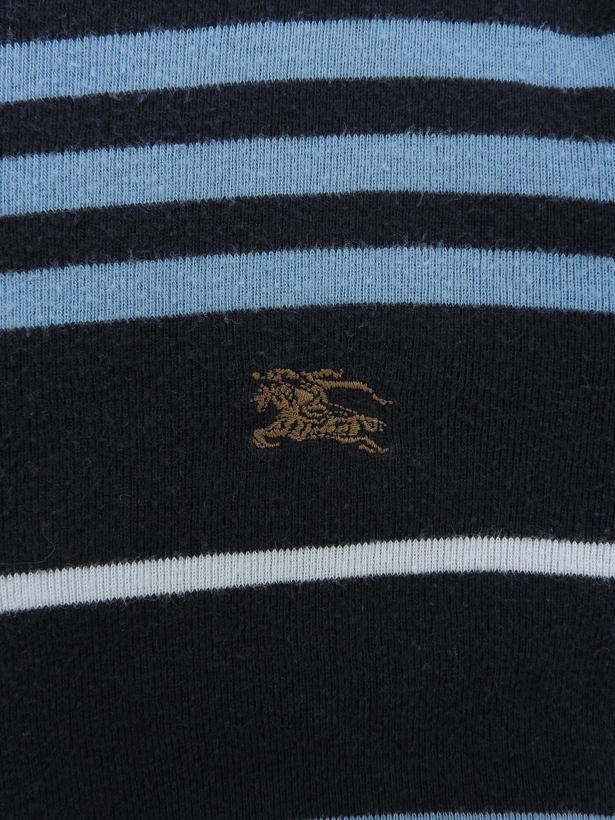 ロゴ刺繍ボーダーパターントップス ブラック/ブルー