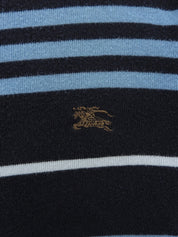 ロゴ刺繍ボーダーパターントップス ブラック/ブルー