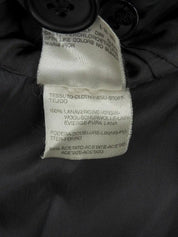 Check pattern double-breasted jacket in charcoal gray, white, and black