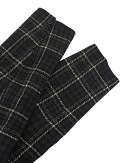 Check pattern double-breasted jacket in charcoal gray, white, and black