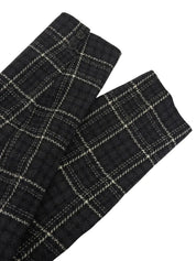 Check pattern double-breasted jacket in charcoal gray, white, and black