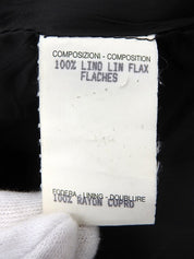 Linen logo button jacket in black
