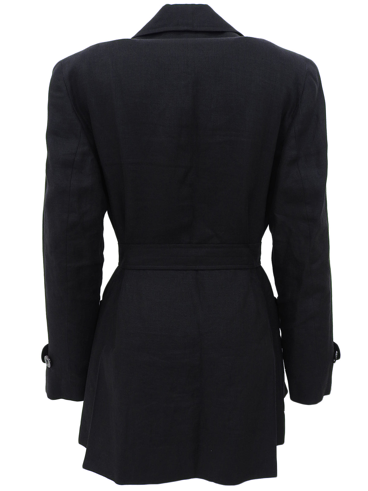Linen logo button jacket in black