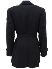 Linen logo button jacket in black